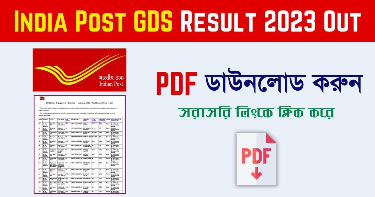 India Post GDS Result 2023 Out PDF